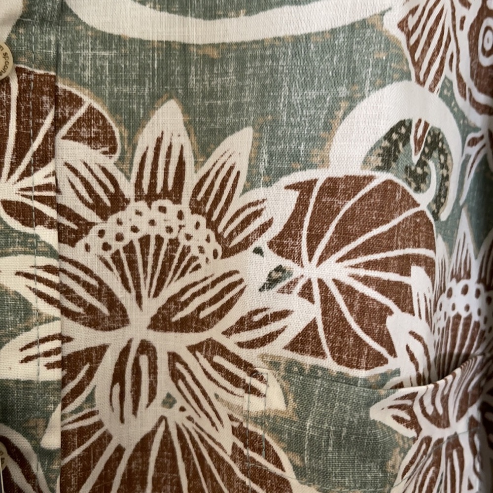 REYN SPOONER Green and Brown Floral Button Down HAWAIIAN SHIRT NEVER WORN 3X - Picture 10 of 11